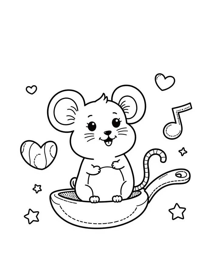 Hình ảnh tô màu con chuột hỗ trợ hoạt động học tập nhẹ nhàng