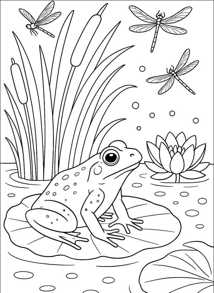 Hình ảnh tô màu con ếch giúp tăng khả năng tập trung