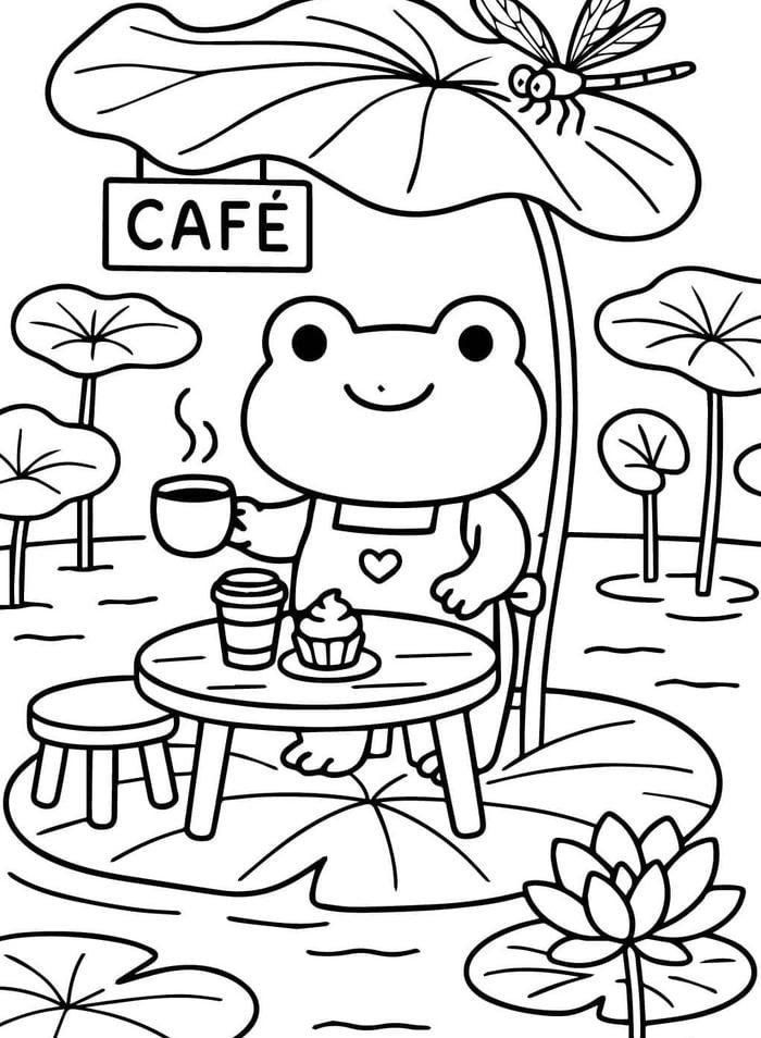 Hình ảnh tô màu con ếch tạo không gian học vui vẻ