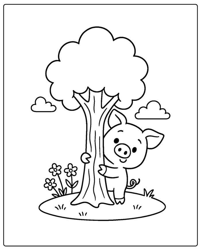 Hình ảnh tô màu con heo giúp trẻ rèn sự tỉ mỉ