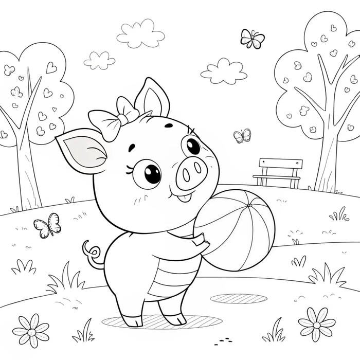 Hình ảnh tô màu con heo giúp trẻ thư giãn sau giờ học
