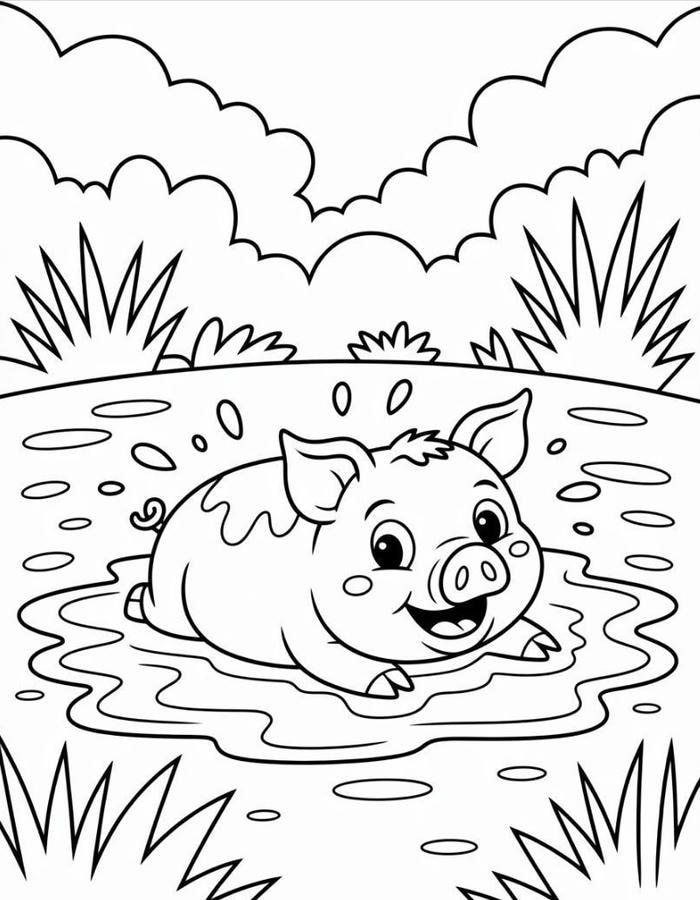Hình ảnh tô màu con heo hỗ trợ hoạt động thủ công