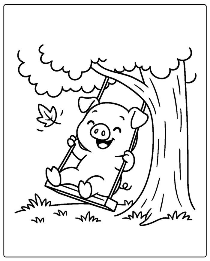 Hình ảnh tô màu con heo mang tính giải trí tích cực