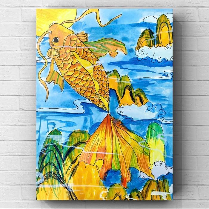 Hình ảnh tranh vẽ con cá gợi sự nhẹ nhàng trong cảm xúc