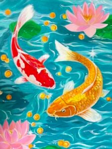 Hình ảnh tranh vẽ con cá nhấn mạnh vẻ uyển chuyển