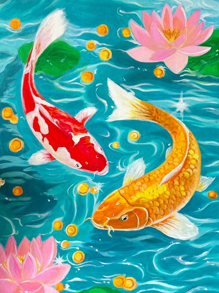 Hình ảnh tranh vẽ con cá nhấn mạnh vẻ uyển chuyển