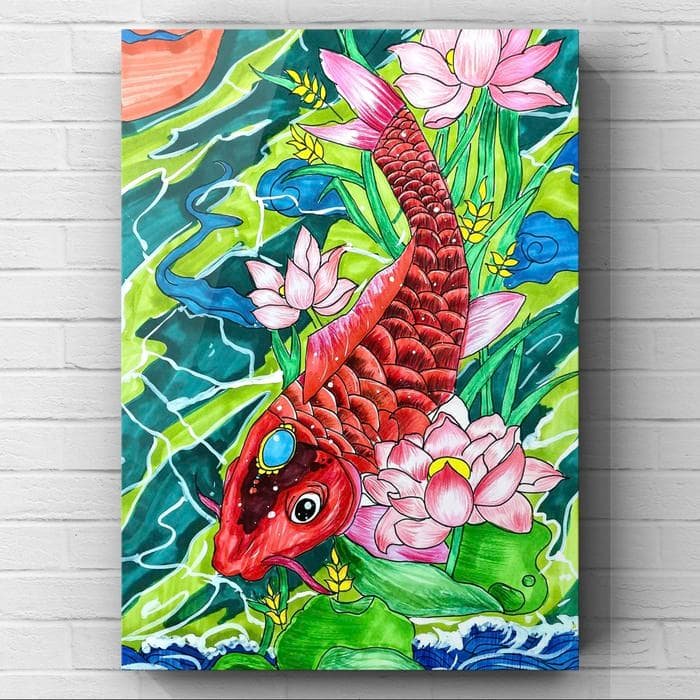 Hình ảnh tranh vẽ con cá tạo cảm giác yên tĩnh