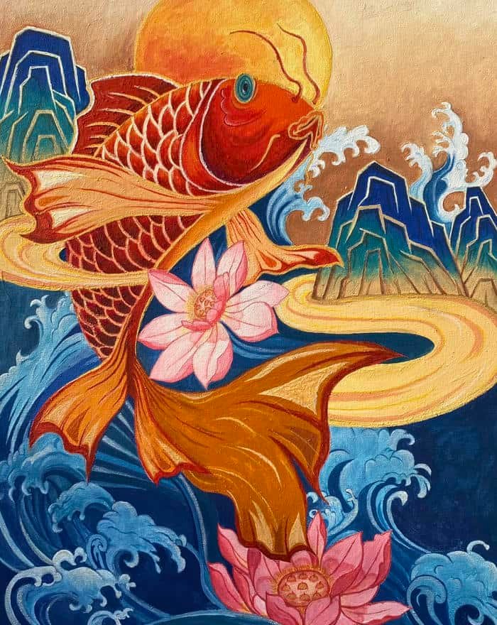 Hình ảnh tranh vẽ con cá thể hiện sự tinh tế trong chi tiết