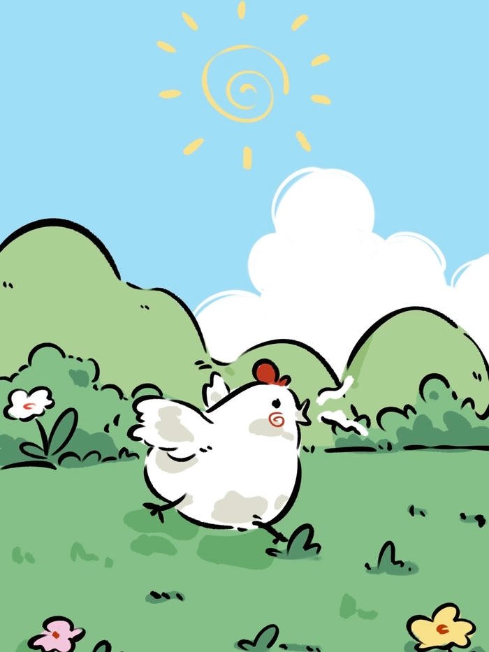 Hình ảnh tranh vẽ con gà được thể hiện bằng nét vẽ rõ ràng
