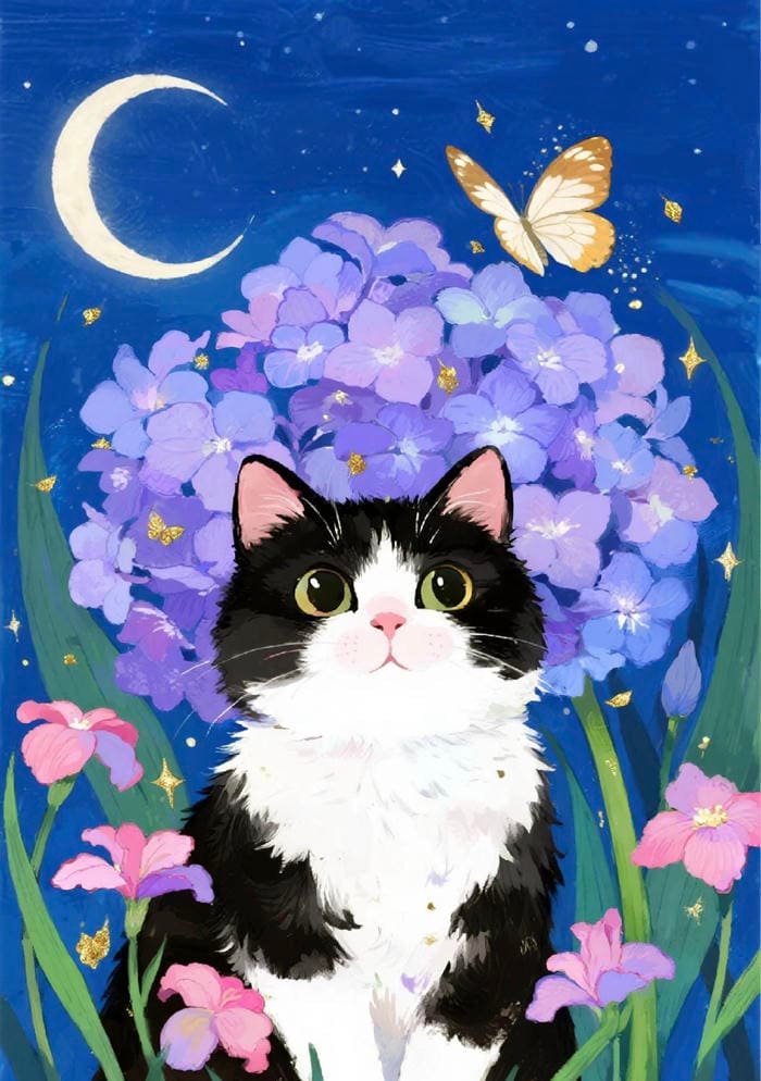 Hình ảnh tranh vẽ con mèo cho cảm giác tồn tại cô độc