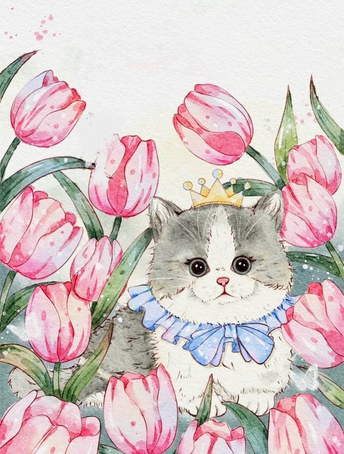 Hình ảnh tranh vẽ con mèo thể hiện sự kín kẽ