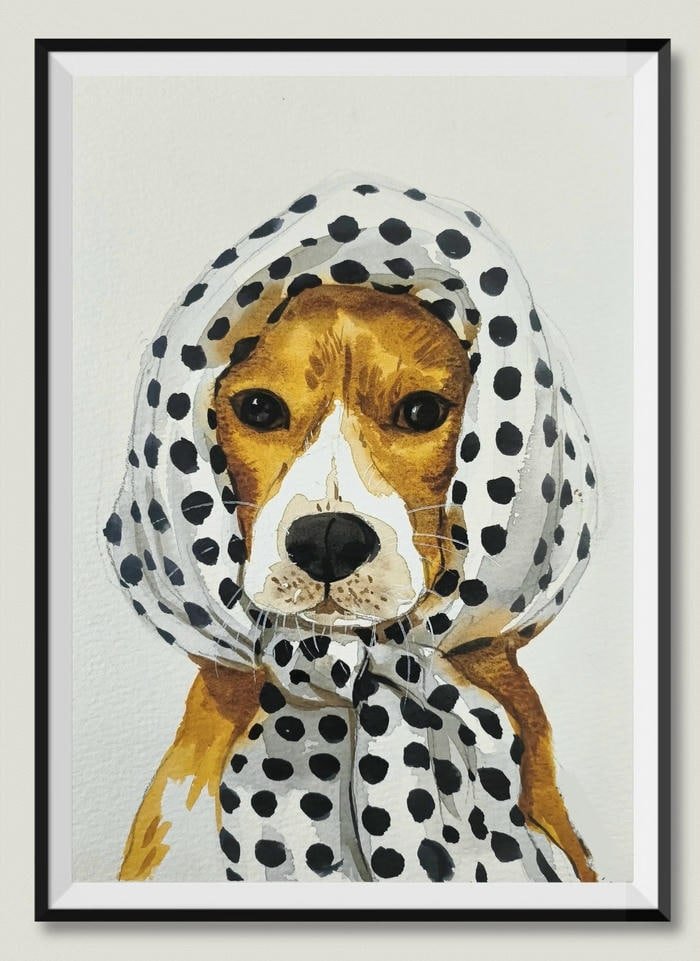 Hình ảnh vẽ tranh con chó gợi lên cảm xúc thân thiện