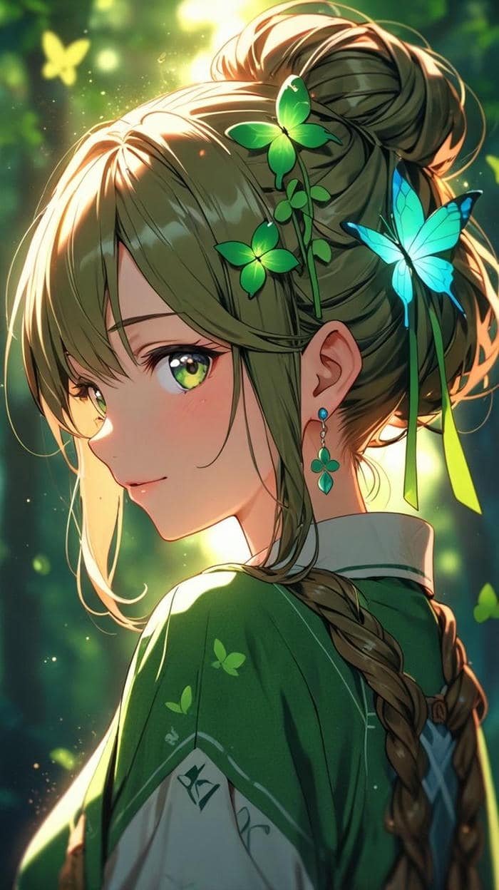 Hình ảnh xanh lá cây anime rừng sâu yên ả