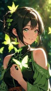 Hình ảnh xanh lá cây anime sắc xuân dịu dàng