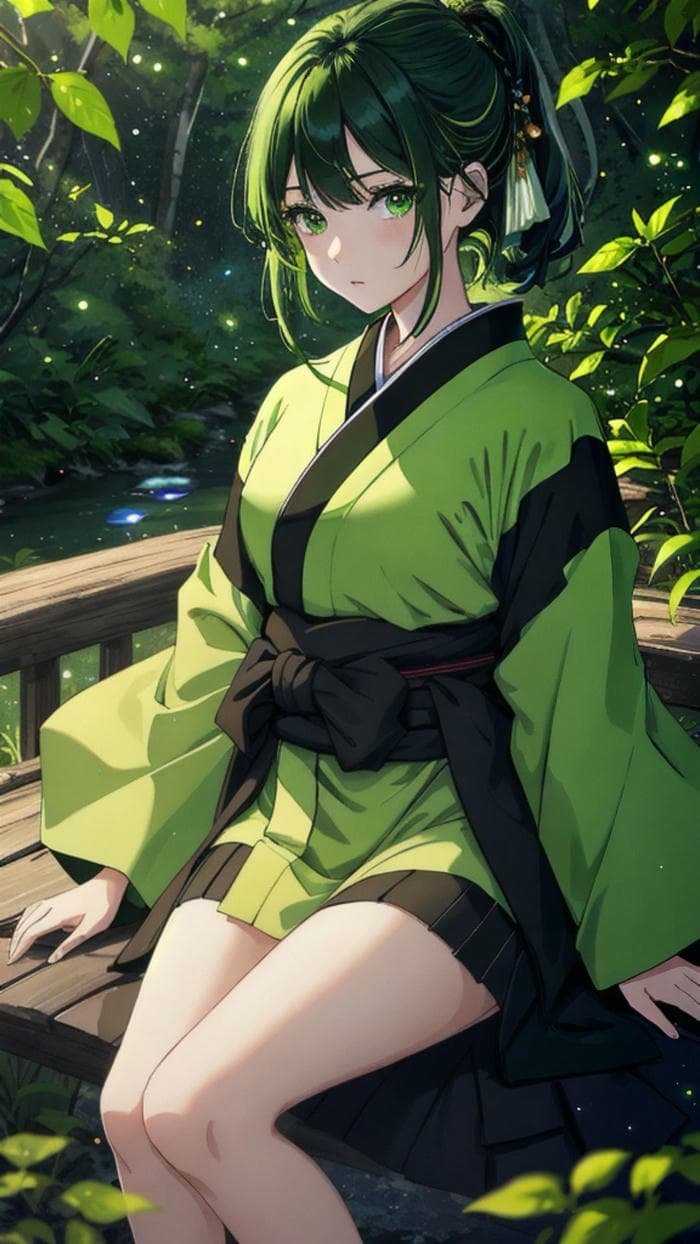 Hình ảnh xanh lá cây anime thiên nhiên tươi mới