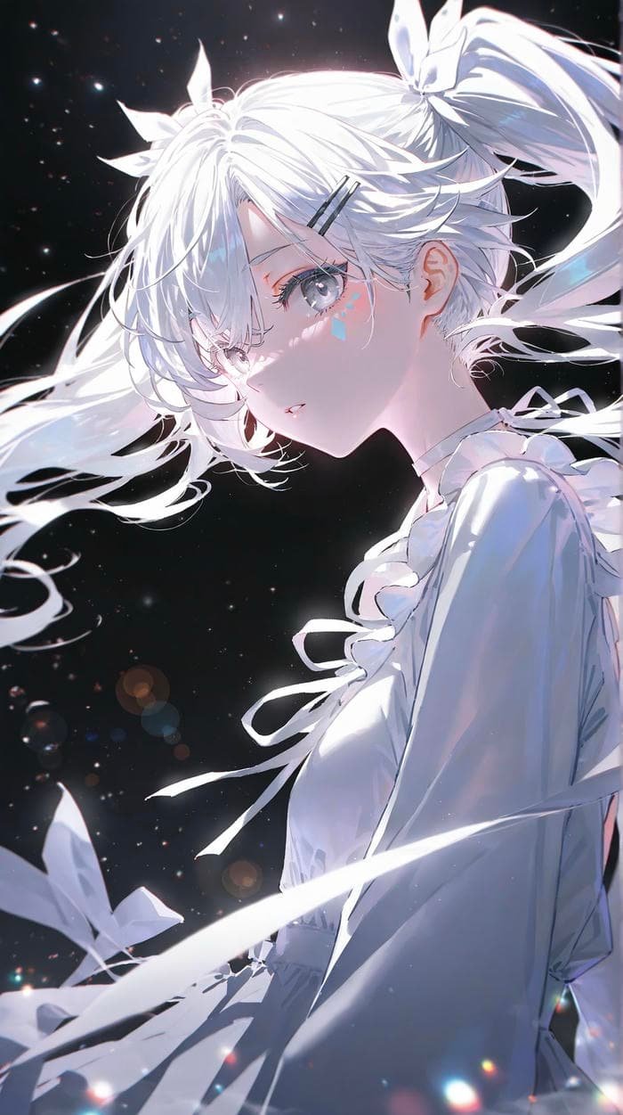 Hình anime girl tóc trắng thể hiện bản lĩnh kiên định riêng