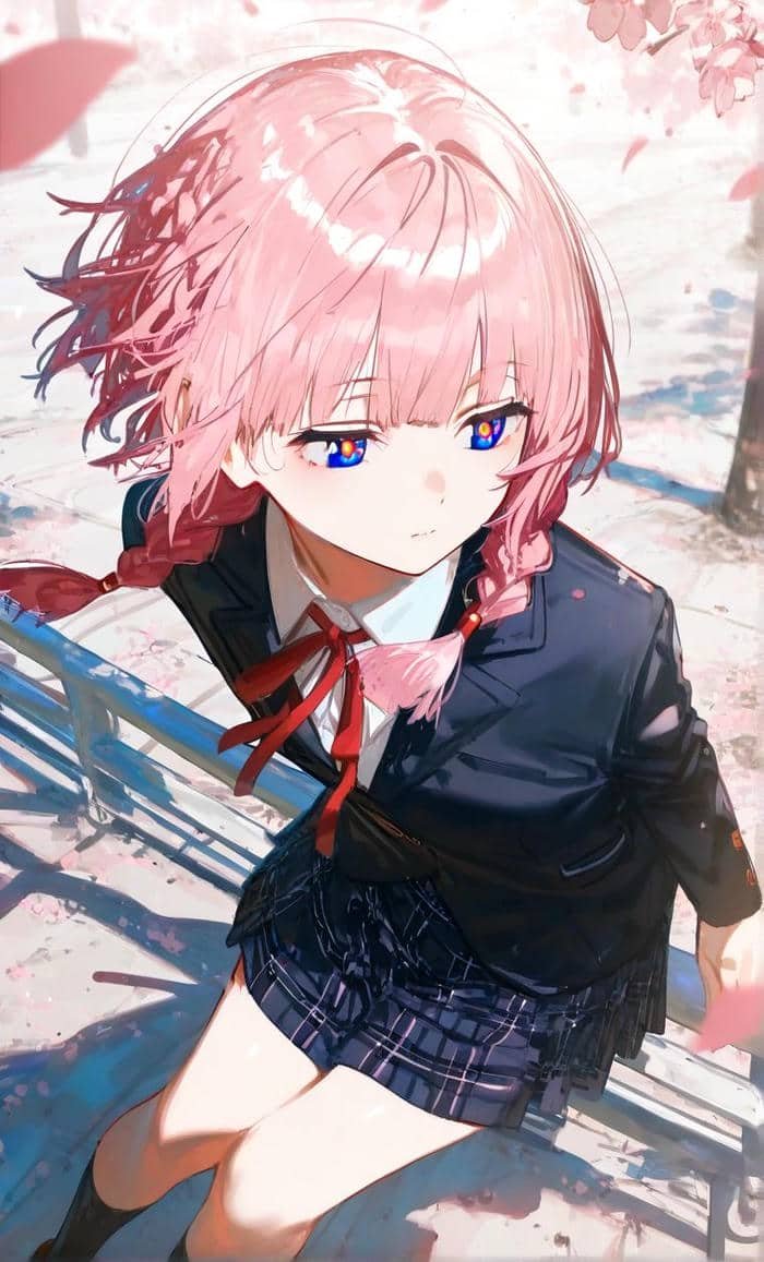 Hình anime nữ tóc hồng thể hiện cá tính đáng yêu rõ nét