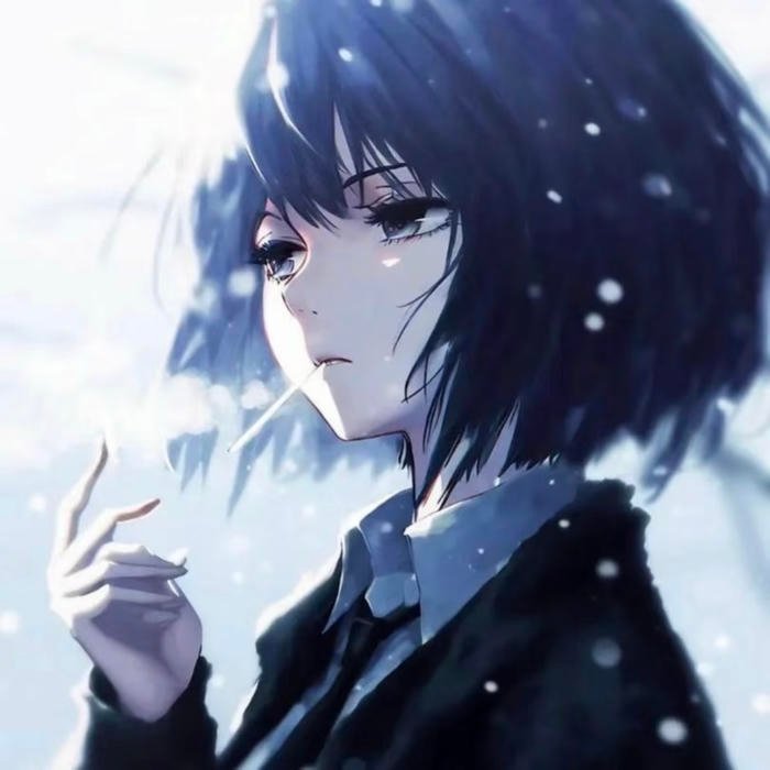 Hình anime nữ tóc ngắn với biểu cảm dứt khoát rõ ràng