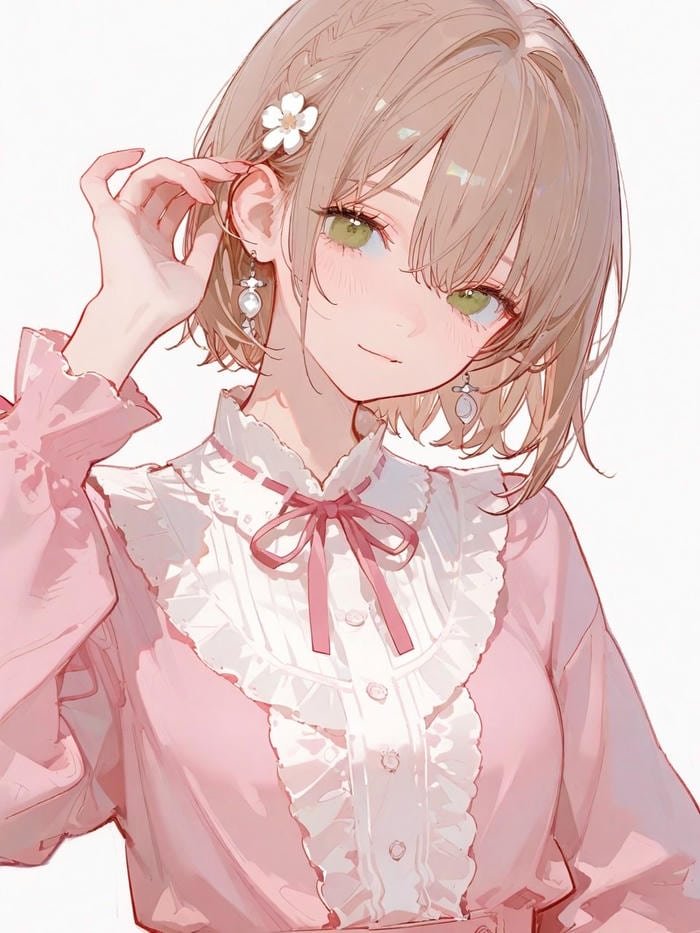 Hình anime nữ tóc ngắn với thần sắc tự nhiên thoải mái