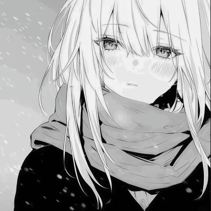 Hình anime nữ trắng đen mang nét đẹp giản lược