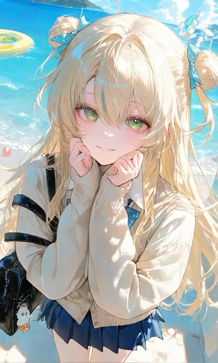 Hình anime tóc vàng gợi tinh thần vui vẻ