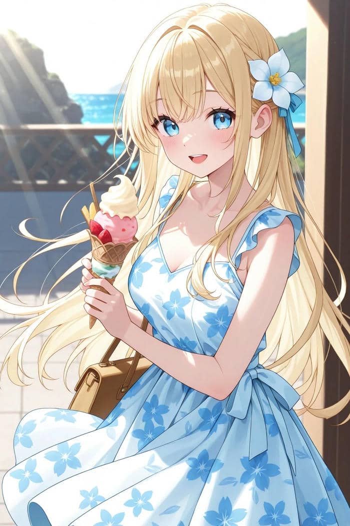 Hình anime tóc vàng sở hữu nét đẹp tươi mới