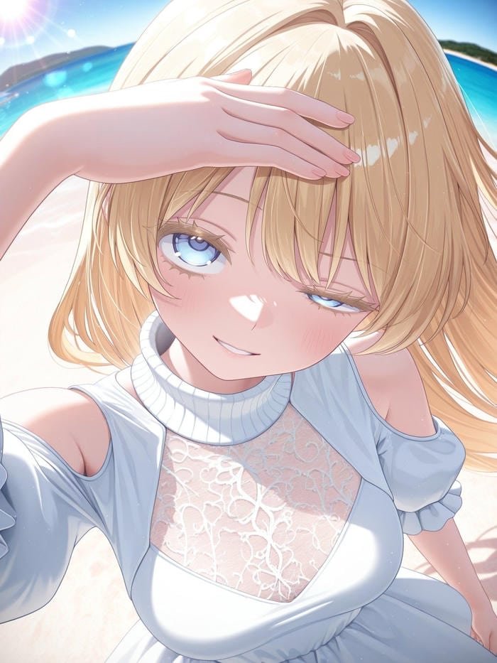 Hình anime tóc vàng với vẻ ngoài rạng rỡ thu hút