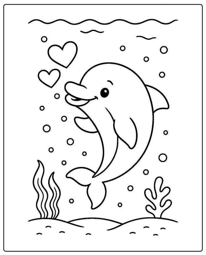 Hình bài tô màu con cá heo tăng khả năng ghi nhớ hình ảnh