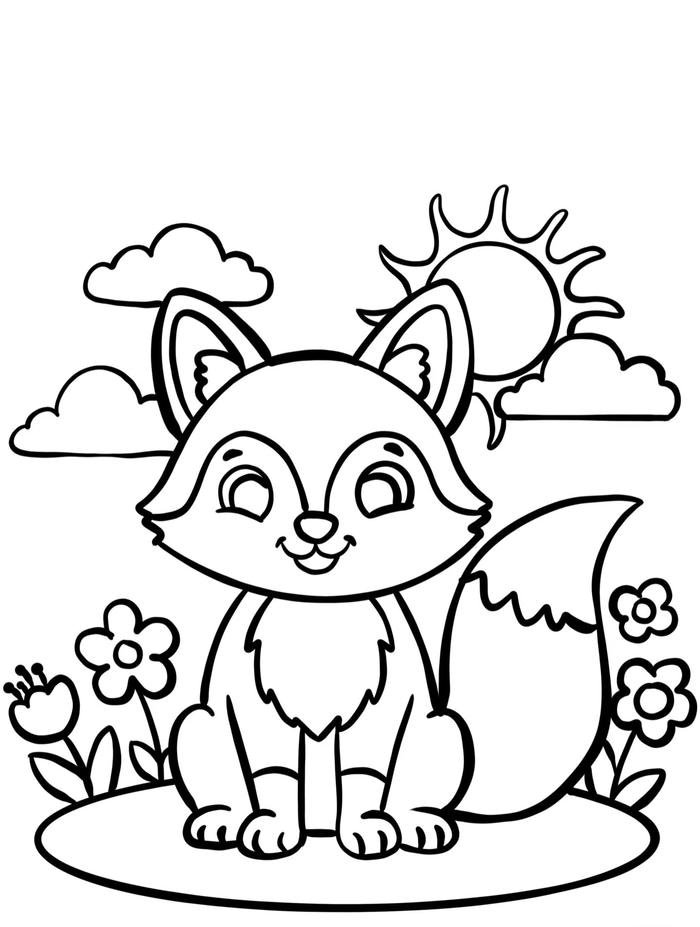 Hình bài tô màu con cáo giúp hoàn thiện kỹ năng cơ bản