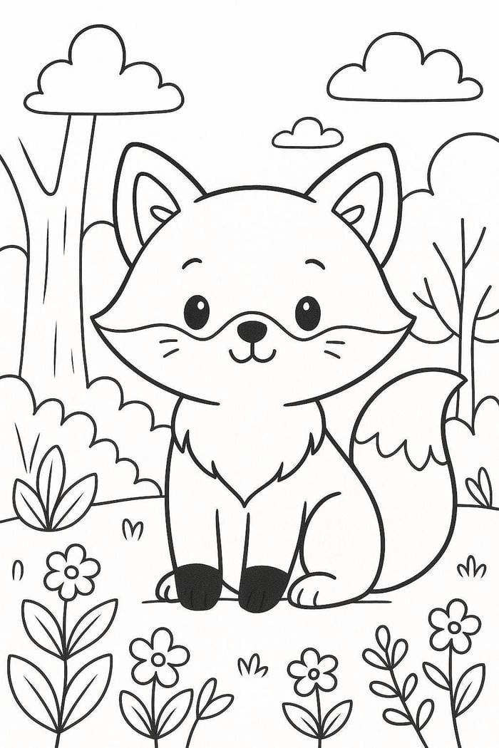 Hình nội dung tô màu con cáo hỗ trợ khả năng theo mẫu