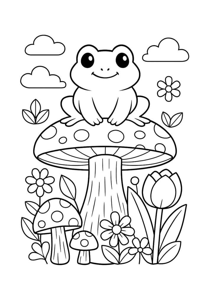Hình tô màu con ếch giúp nâng cao khả năng phối màu cho trẻ