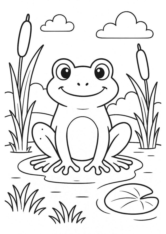 Hình tô màu con ếch phù hợp giờ học nghệ thuật