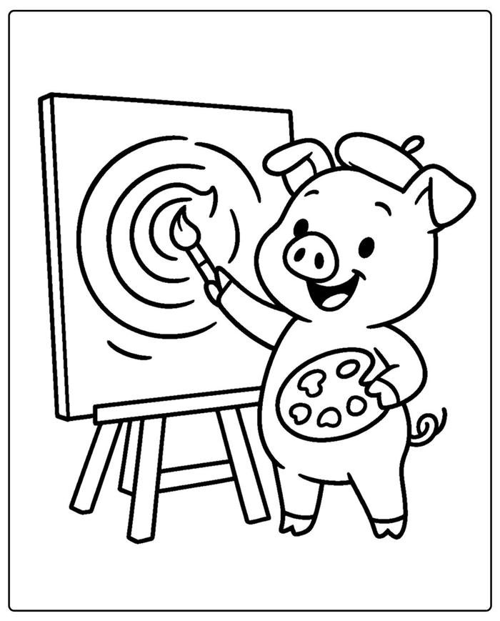 Hình tô màu con heo dành cho bé yêu hoạt động sáng tạo
