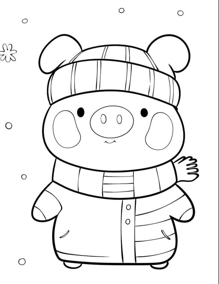 Hình tô màu con heo hỗ trợ hình thành thói quen tốt