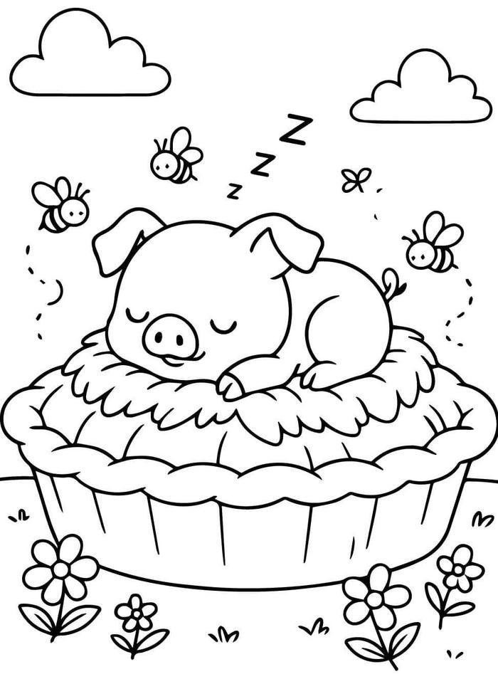 Hình tô màu con heo phù hợp giờ rảnh cuối ngày