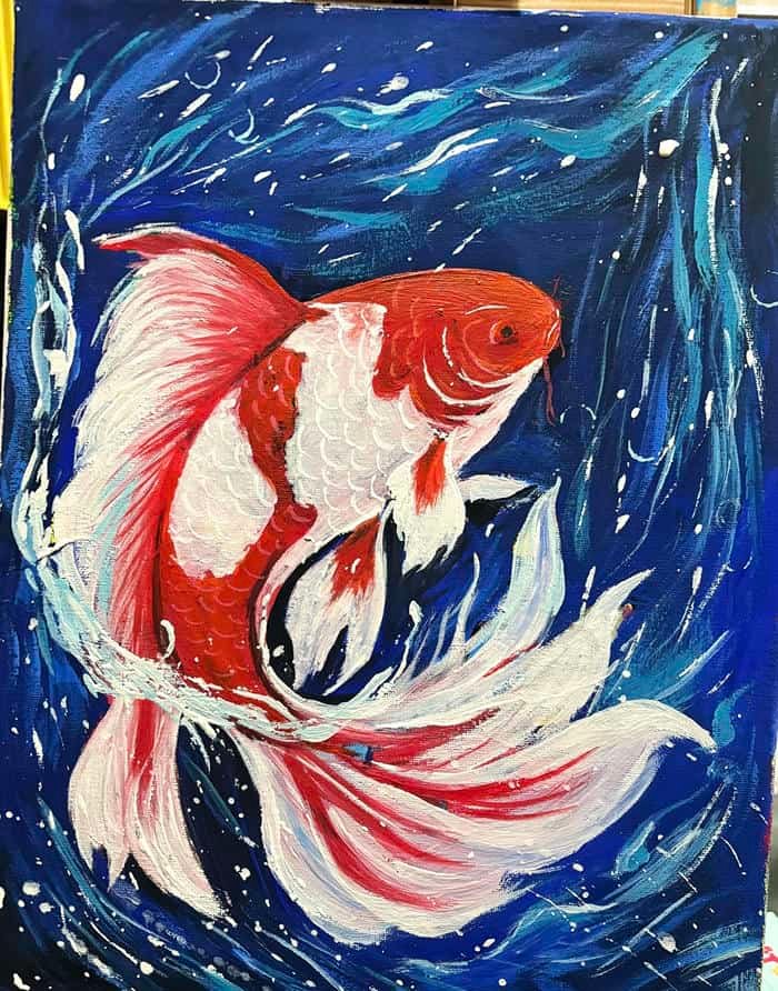 Hình tranh vẽ con cá gợi cảm giác nhẹ nhàng khi quan sát