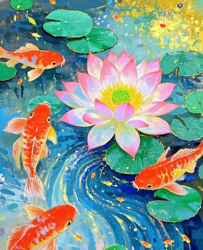 Hình tranh vẽ con cá mang tính trang trí cao