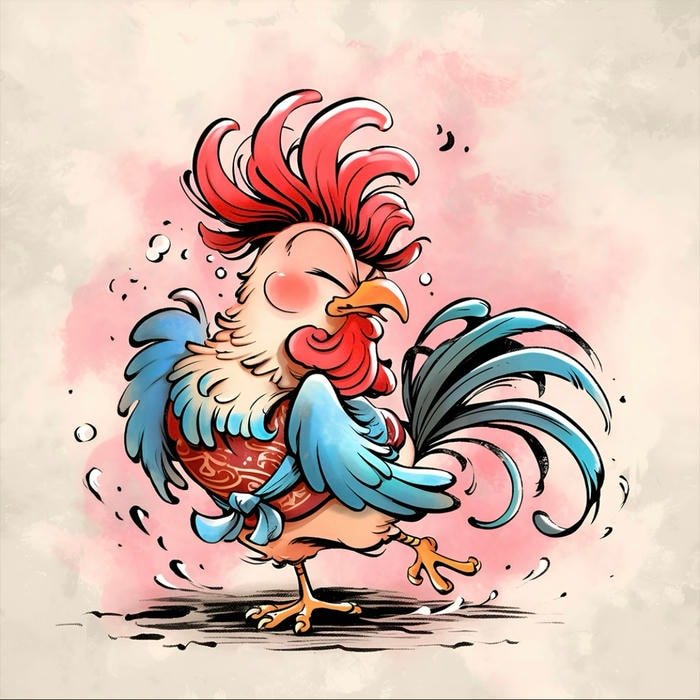 Hình tranh vẽ con gà mô tả động vật trong đời sống