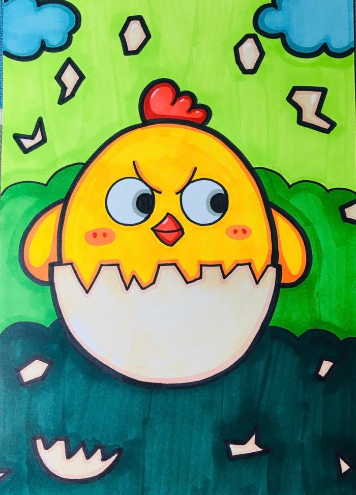 Hình tranh vẽ con gà phù hợp cho bài học thiếu nhi