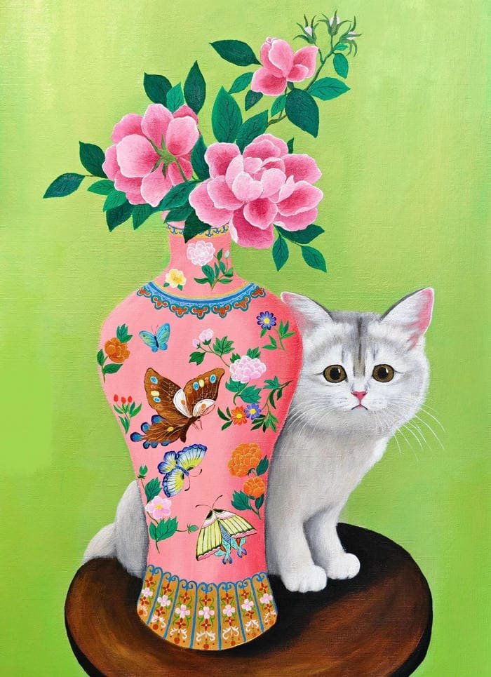 Hình tranh vẽ con mèo mang cảm nhận sâu lắng