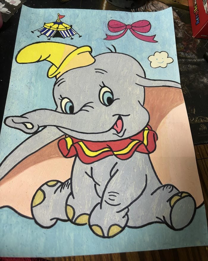 Hình tranh vẽ con voi ngộ nghĩnh tai to