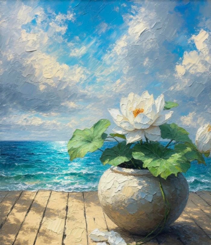 Hình tranh vẽ hoa sen gợi sự tĩnh tâm nhẹ nhàng