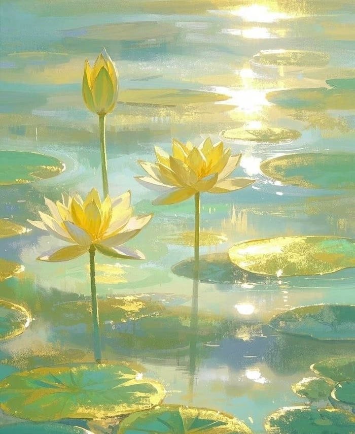 Hình tranh vẽ hoa sen thể hiện nét đẹp thuần khiết