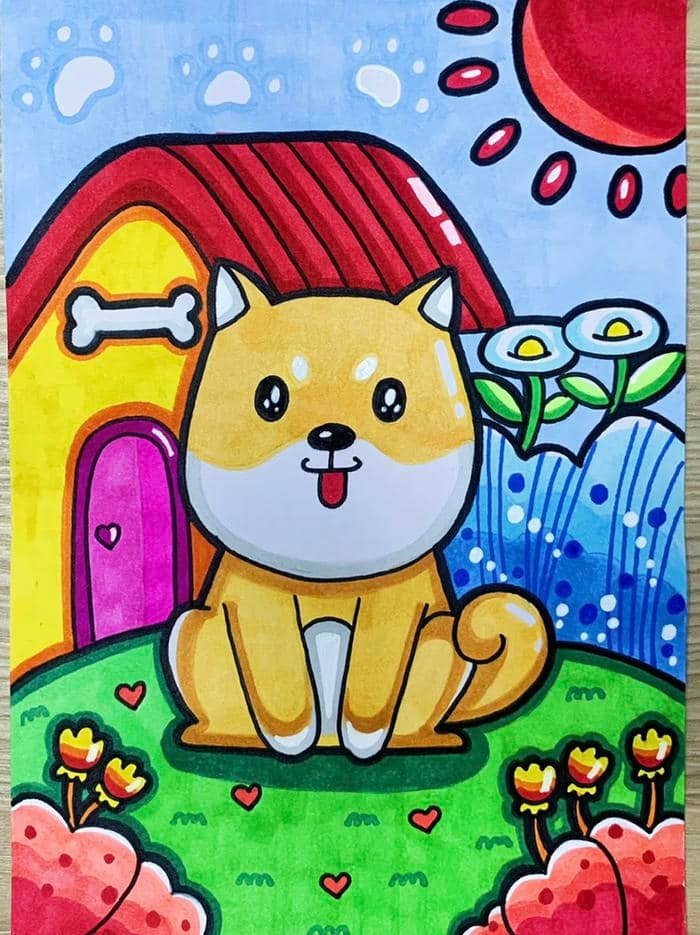 Hình vẽ tranh con chó tạo cảm giác quen thân