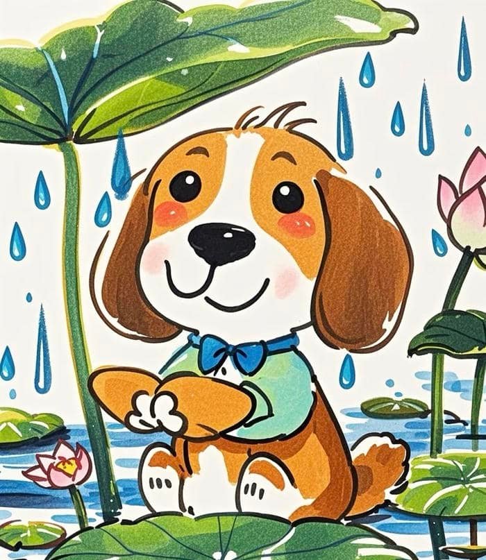 Hình vẽ tranh con chó thể hiện sự gắn bó quen thuộc với con người