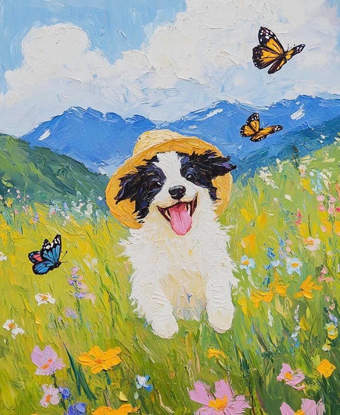 Hình vẽ tranh con chó thể hiện sự gần gũi dễ cảm nhận