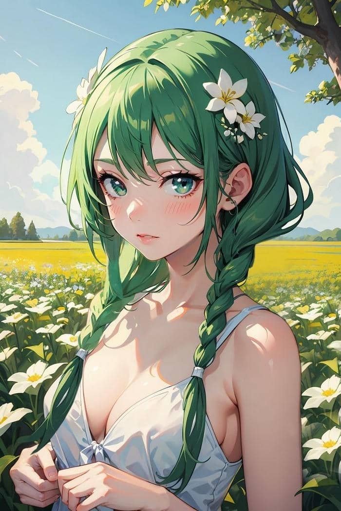 Hình xanh lá cây anime đồng cỏ mênh mông