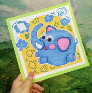 Tranh vẽ con voi thân thiện mập mạp