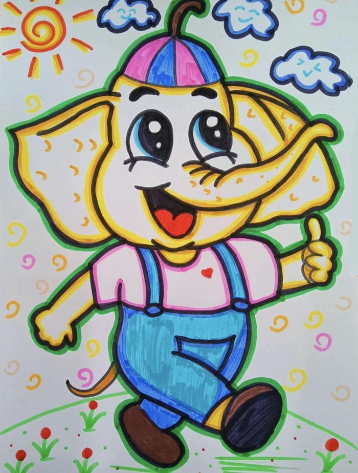 Vẽ tranh con voi đứng chơi