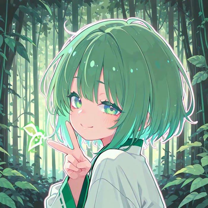 Xanh lá cây anime bầu không khí trong rừng